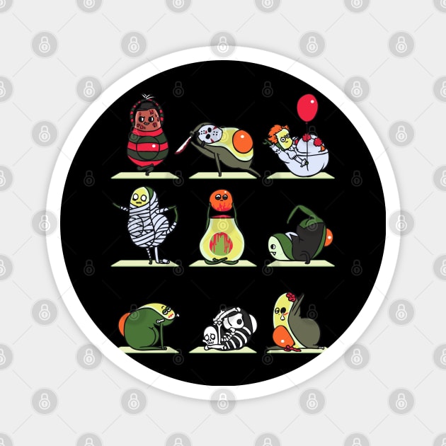 Avocado Yoga Halloween Monsters Magnet by huebucket